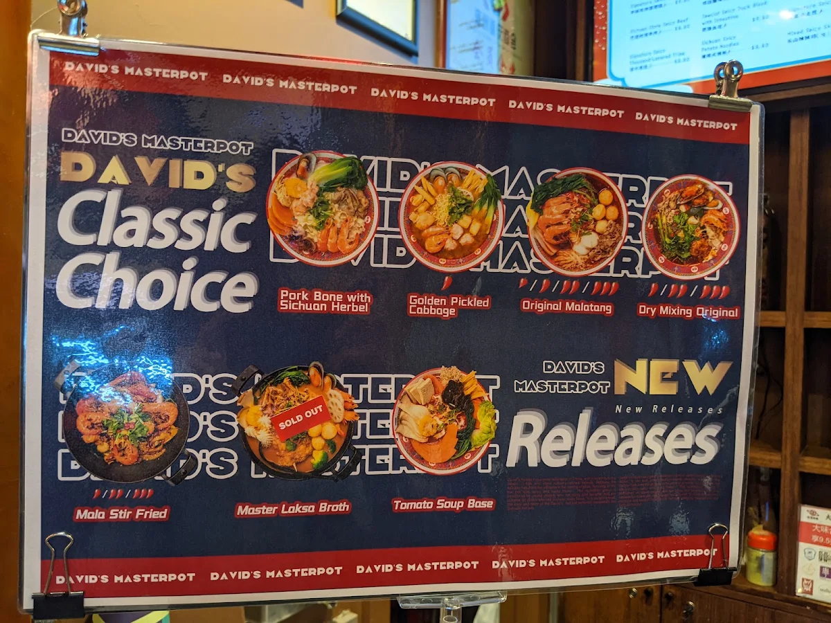 Menu, David’s Master Pot 大味麻辣烫
