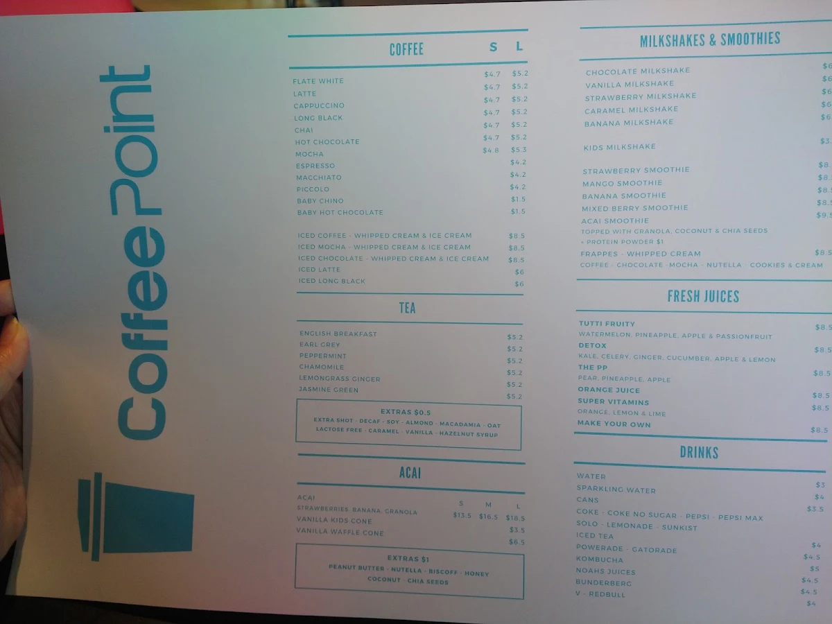 Menu, CoffeePoint