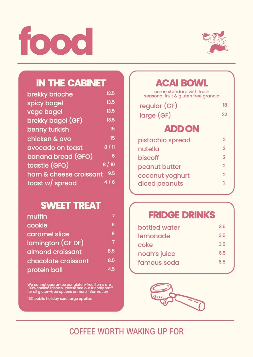 Menu, Coffee On Point