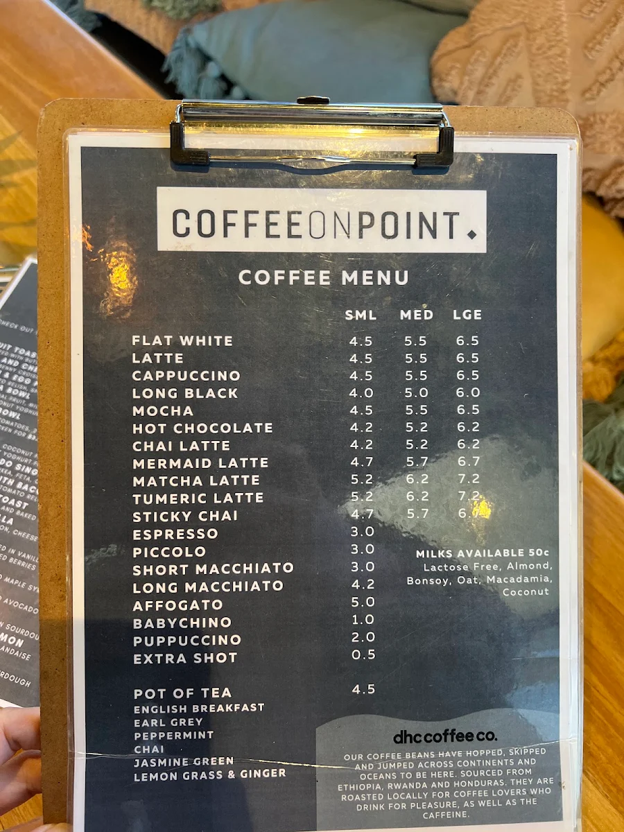 Menu, Coffee On Point