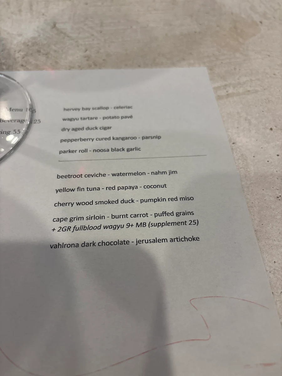 Menu, Restaurant Dorsia