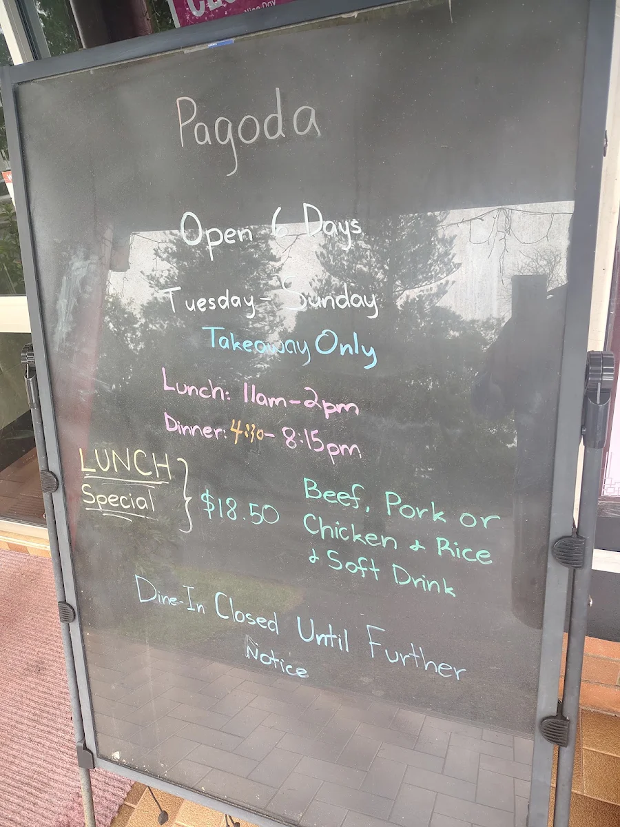 Menu, Pagoda Chinese Restaurant