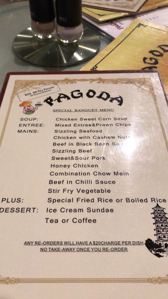 Menu, Pagoda Chinese Restaurant