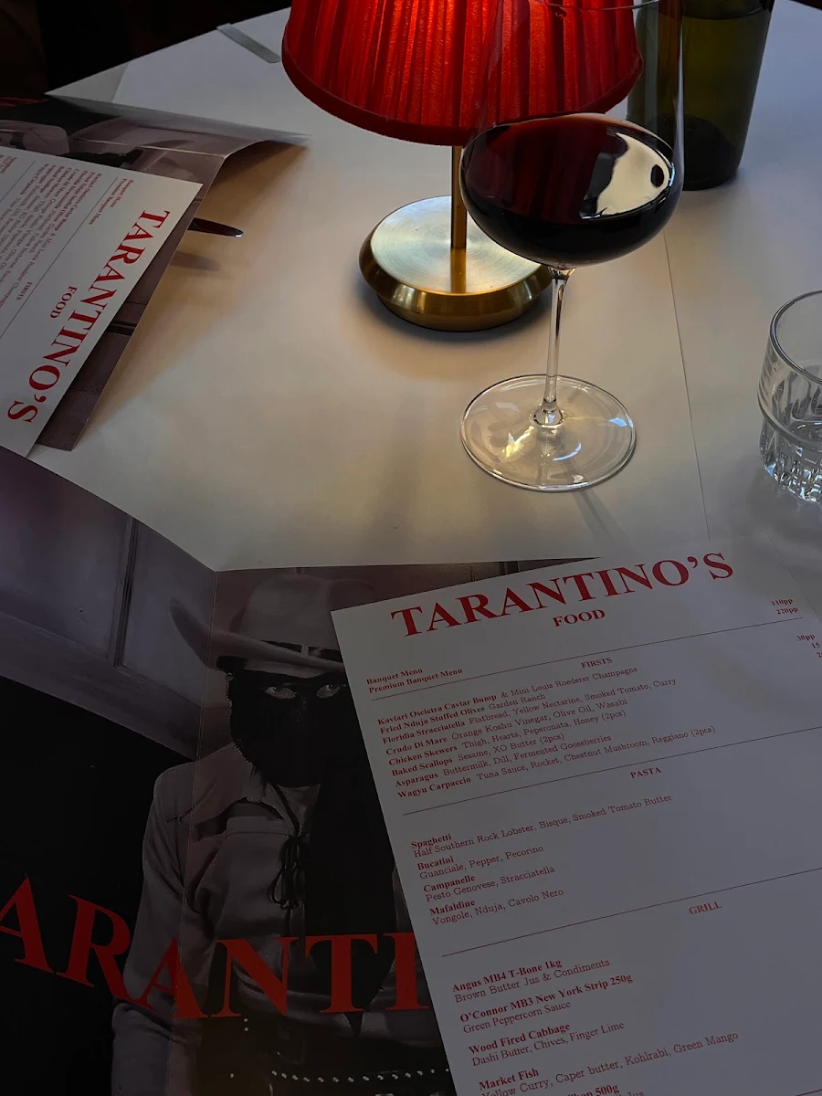 Menu, Tarantino's Adelaide