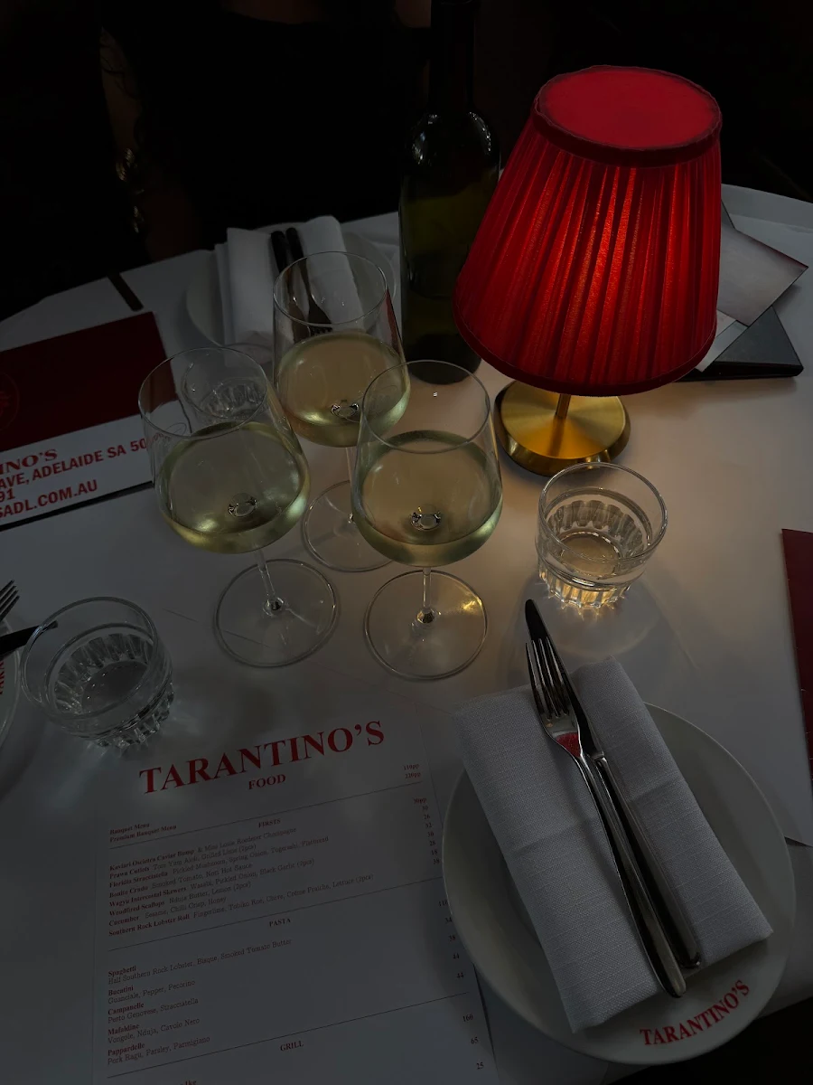 Menu, Tarantino's Adelaide