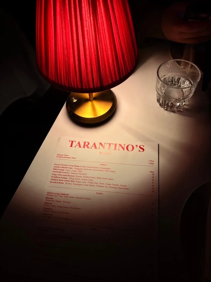 Menu, Tarantino's Adelaide