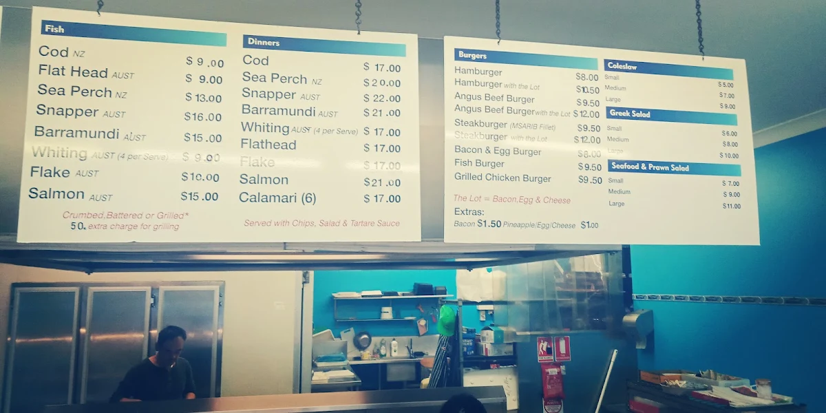 Menu, Central 7 Seafood And Takeaway