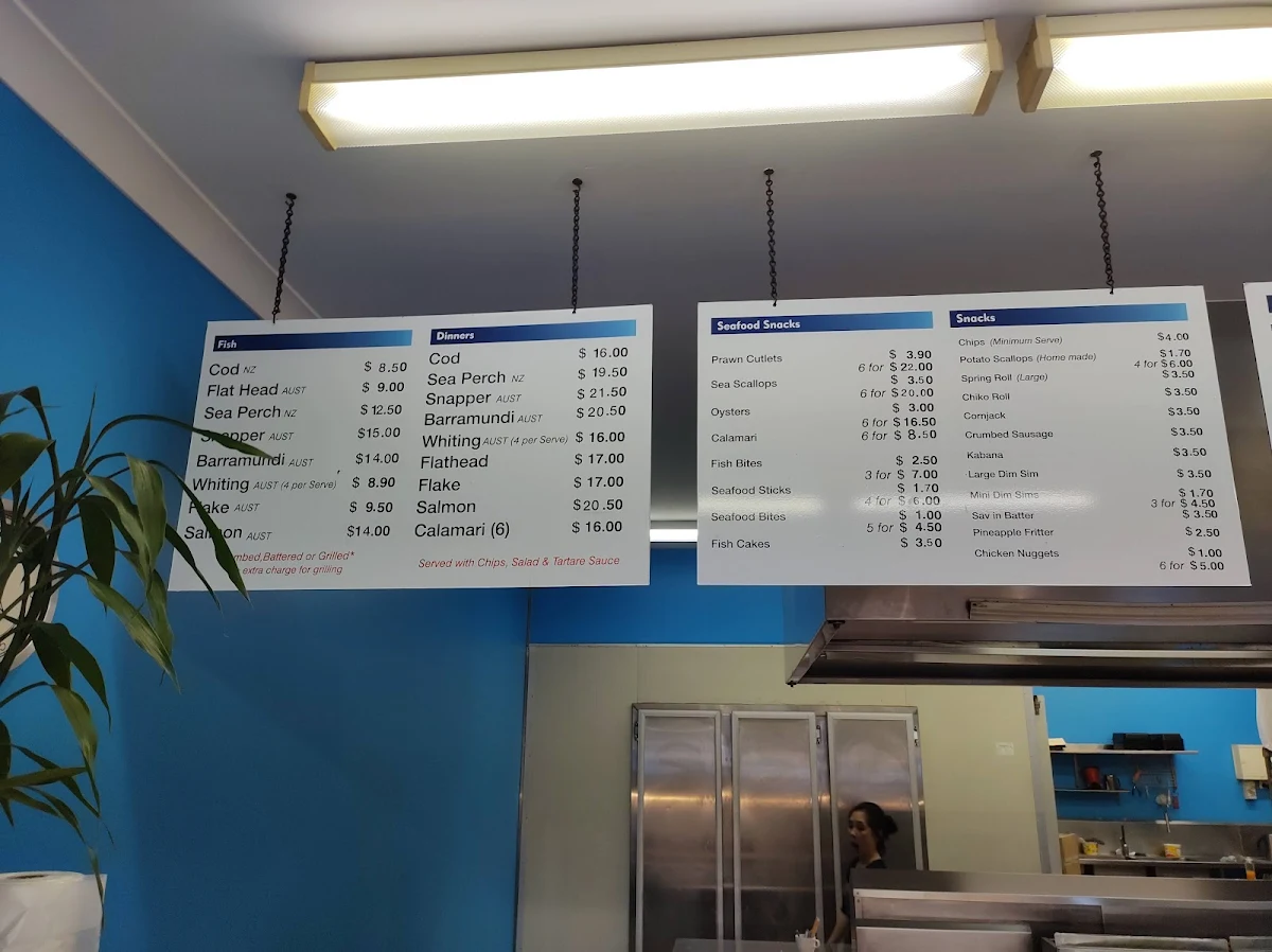 Menu, Central 7 Seafood And Takeaway