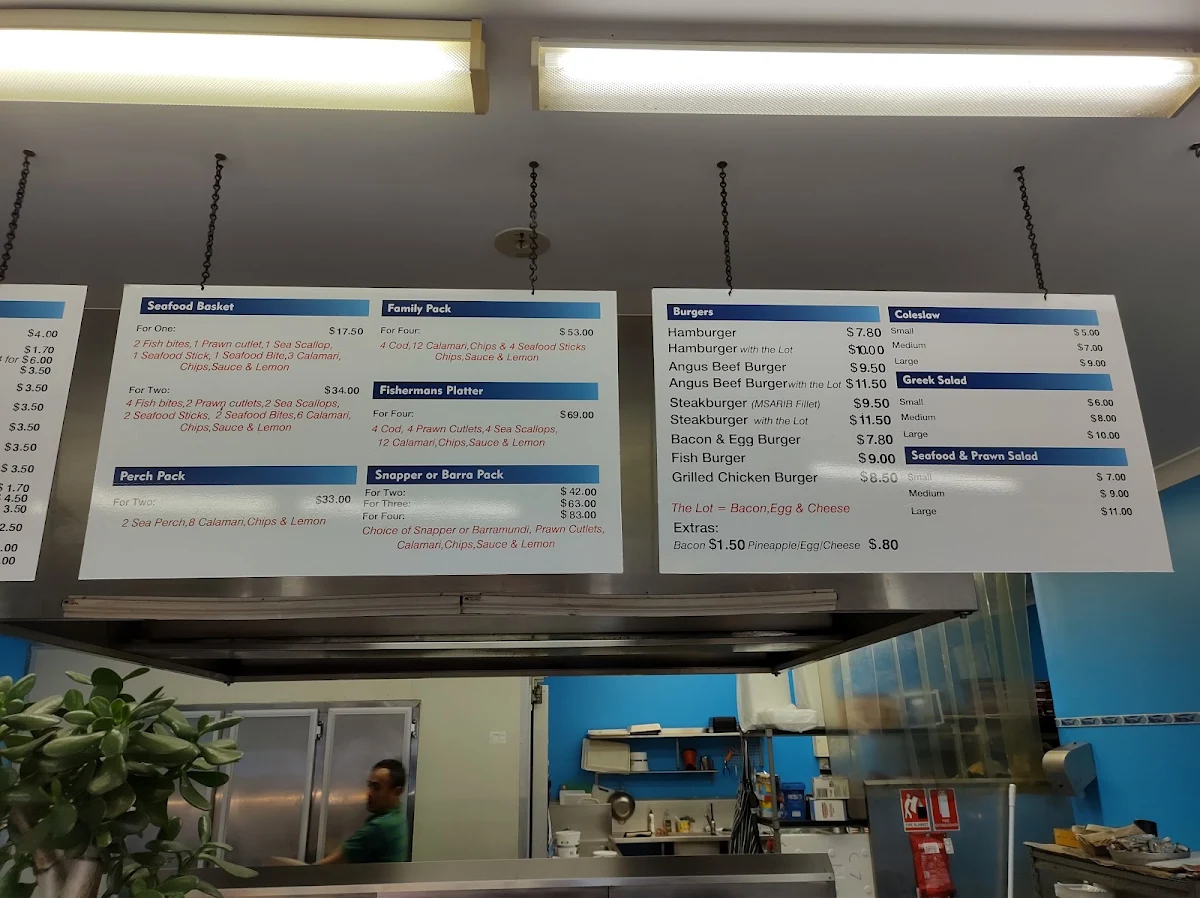 Menu, Central 7 Seafood And Takeaway