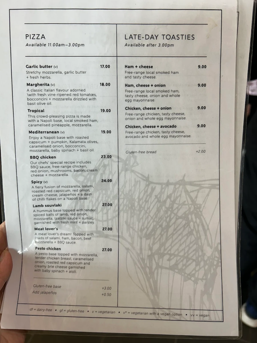 Menu, Van Diemens Land Creamery Elizabeth Town