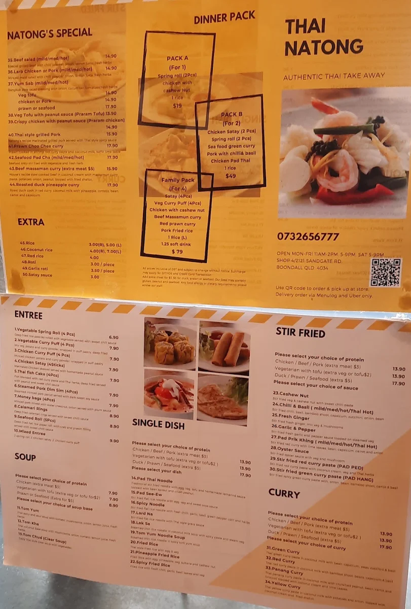 Menu, THAI NATONG