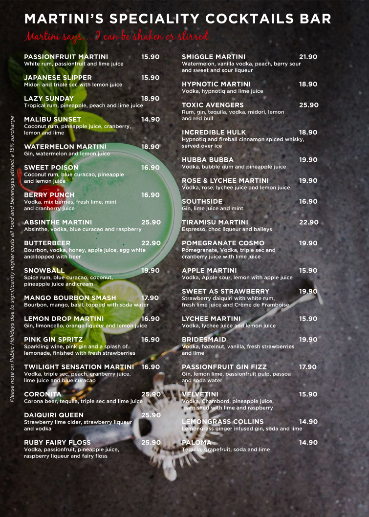 Menu, Martini and Co | Knox