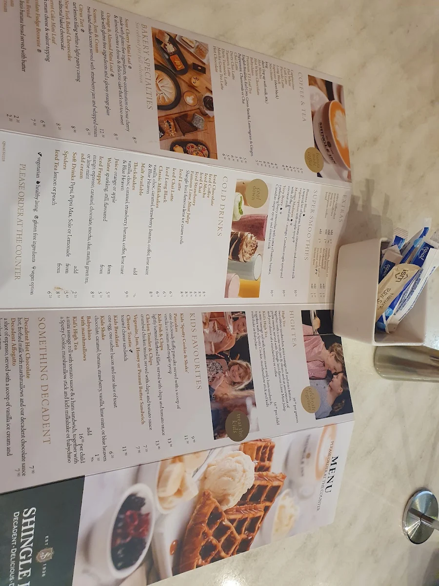 Menu, Shingle Inn Mt Ommaney