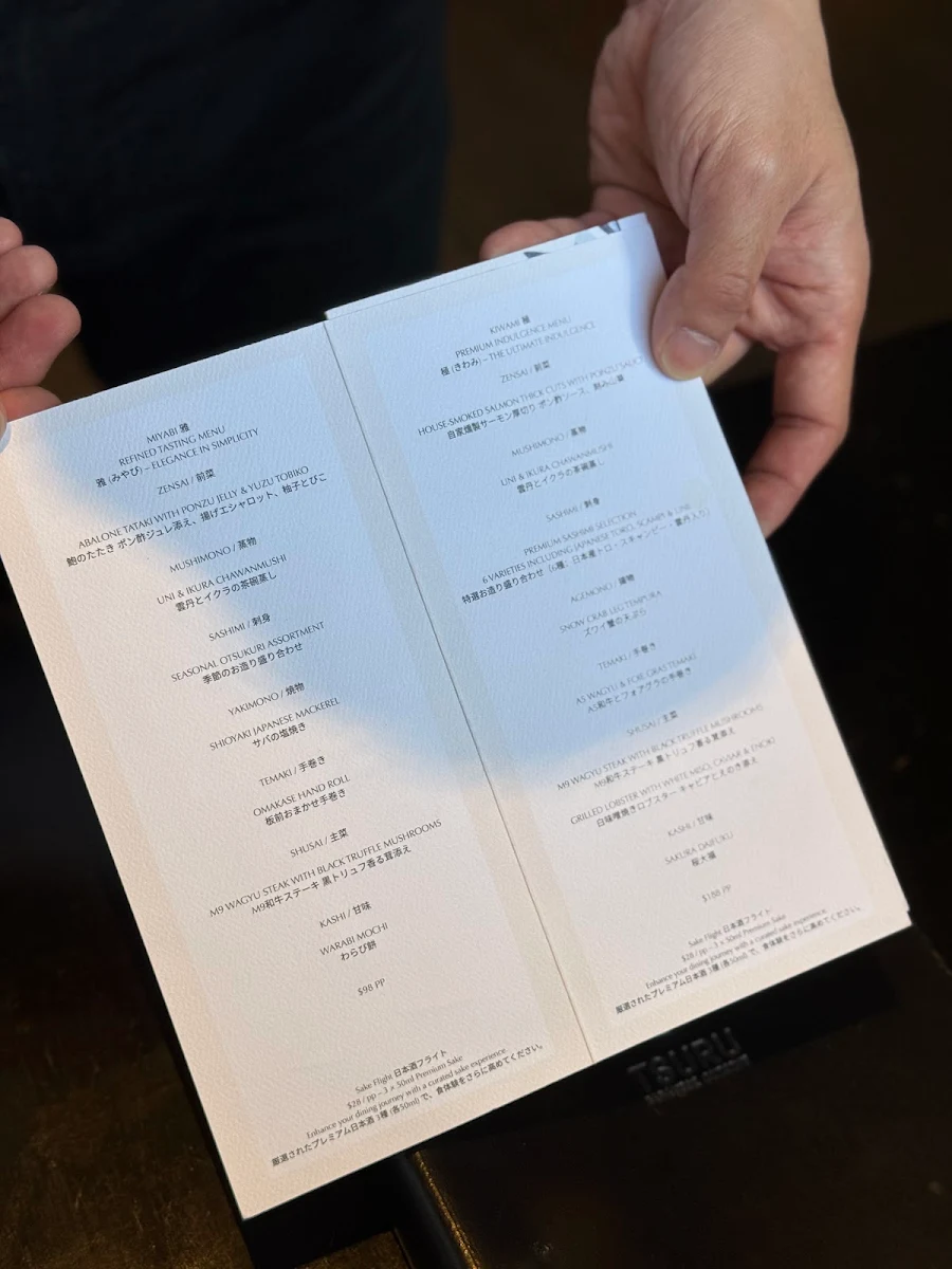 Menu, Tsuru Japanese Restaurant