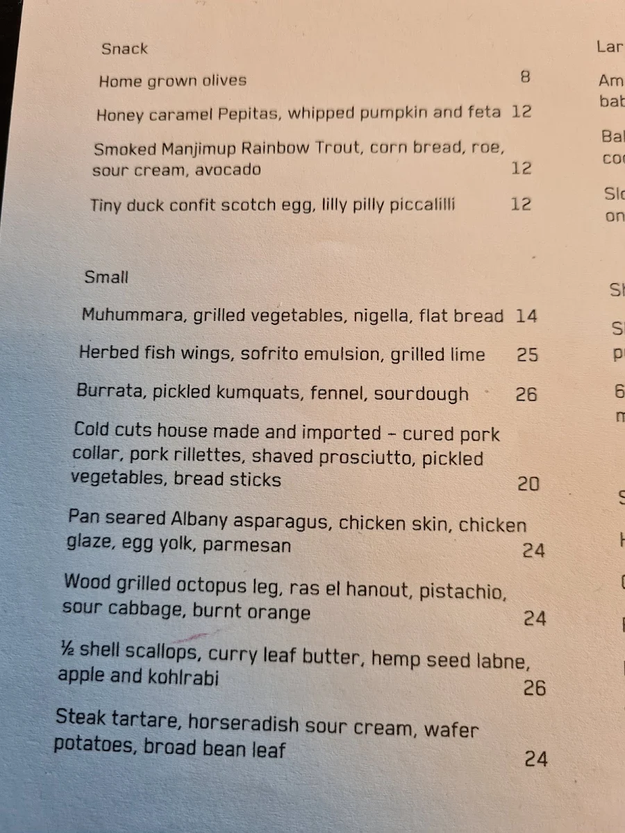 Menu, Amelia Park Restaurant
