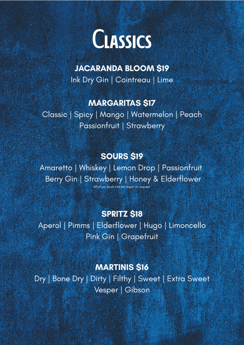 Menu, The Rusty Nail