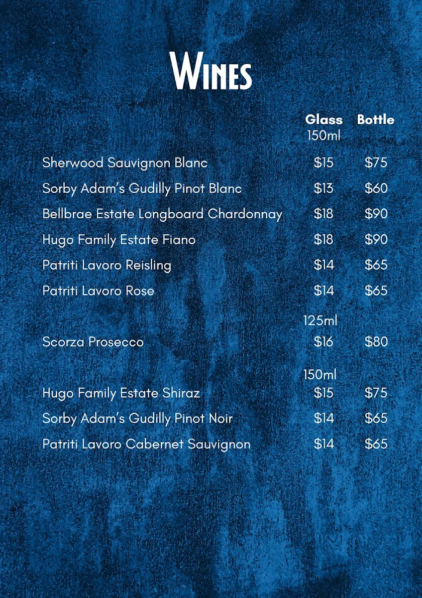 Menu, The Rusty Nail