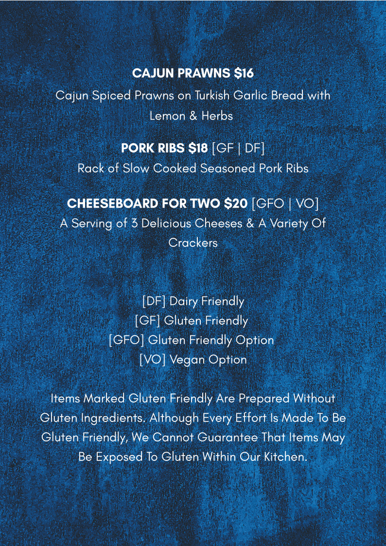 Menu, The Rusty Nail
