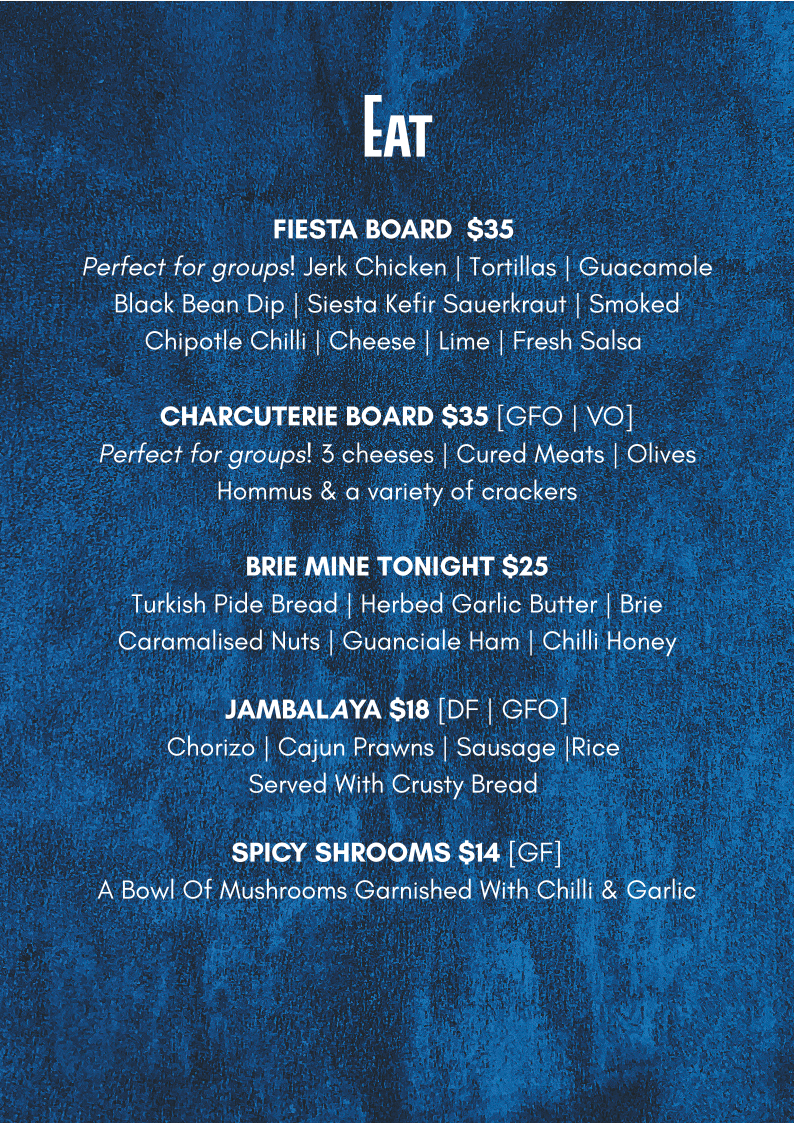 Menu, The Rusty Nail