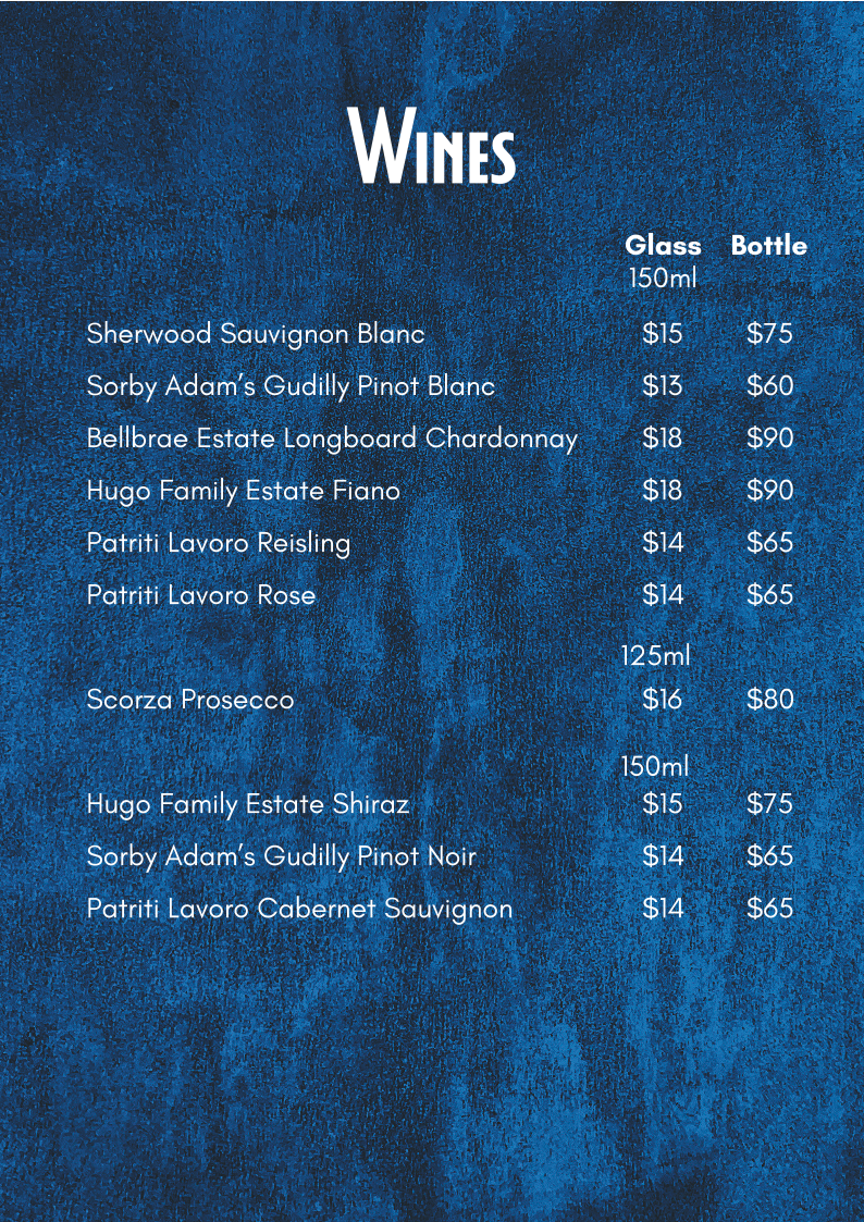 Menu, The Rusty Nail
