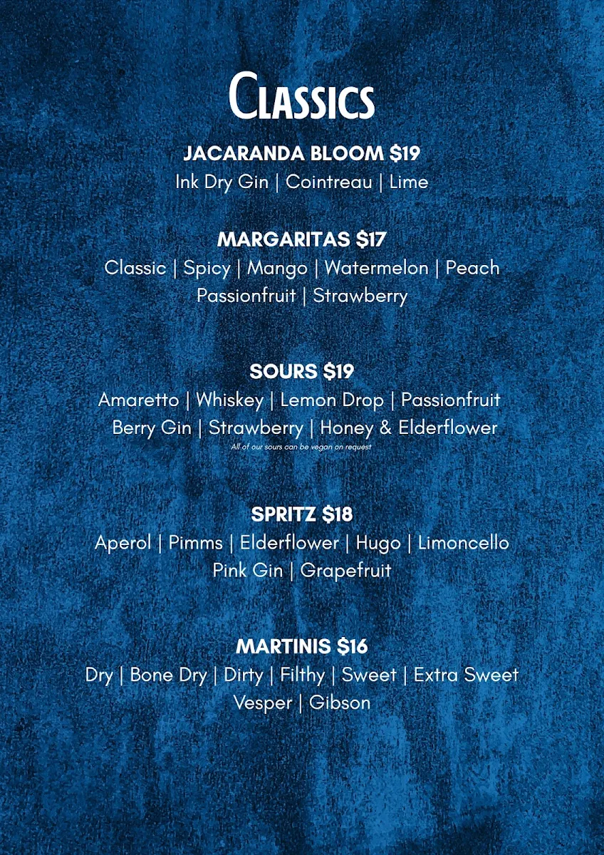 Menu, The Rusty Nail