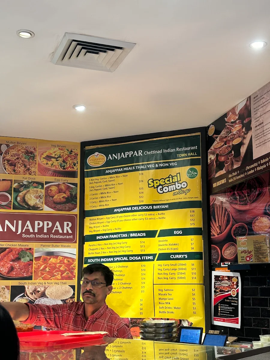 Menu, Anjappar_Sydney Town Hall (Australia)
