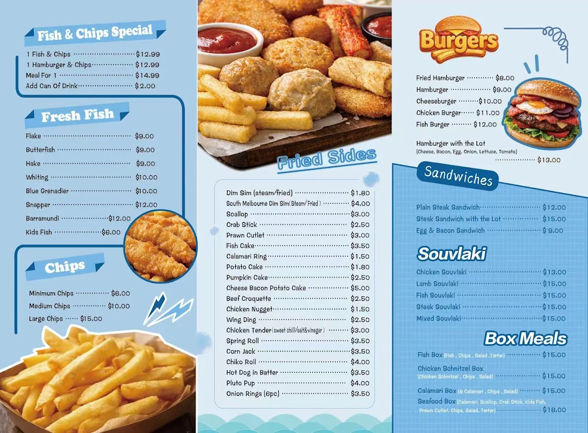 Menu, Cal Gully Takeaway（Fish & Chips & Chinese）