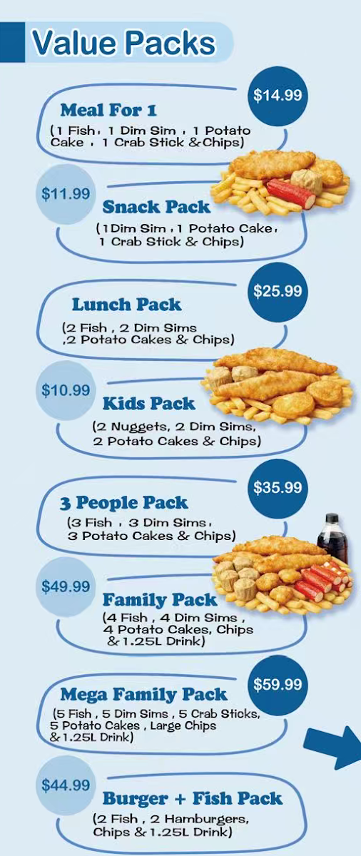 Menu, Cal Gully Takeaway（Fish & Chips & Chinese）