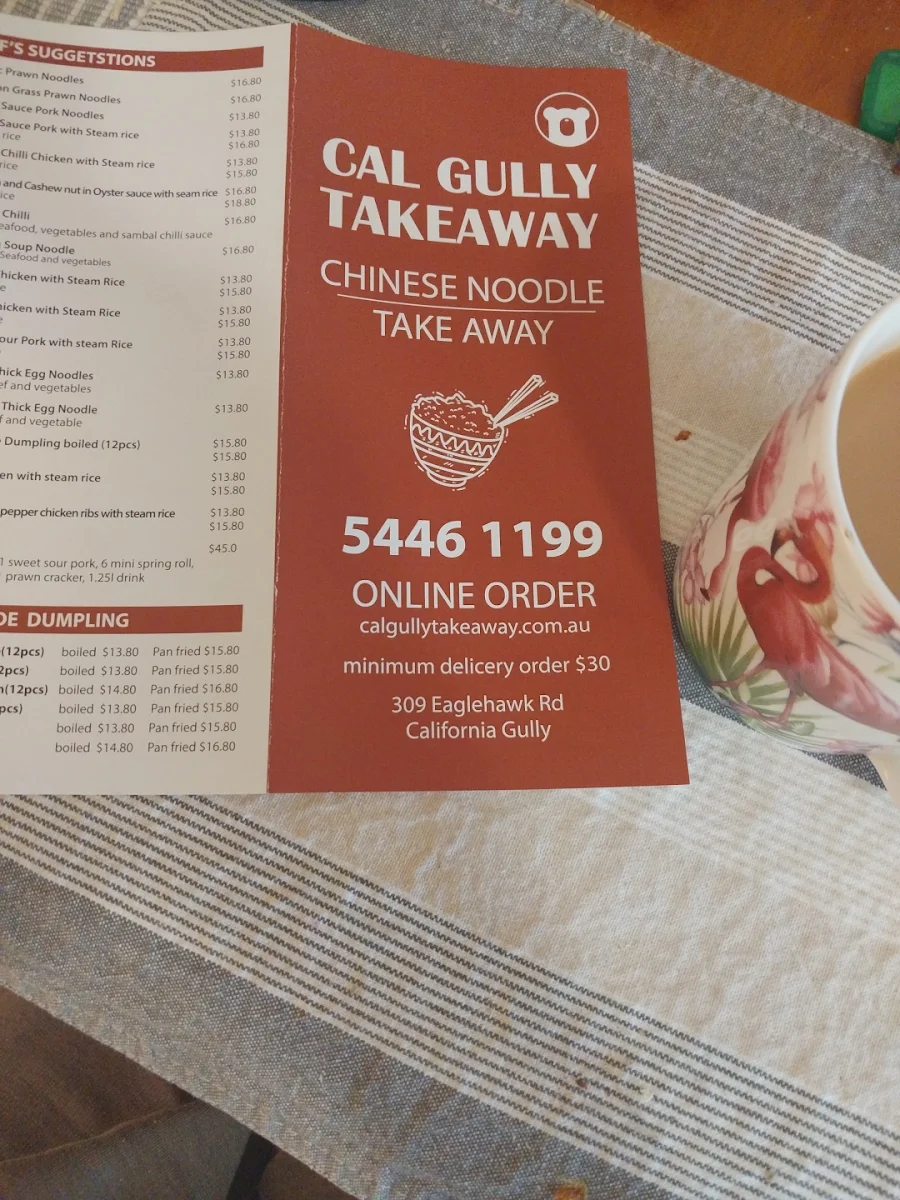 Menu, Cal Gully Takeaway（Fish & Chips & Chinese）