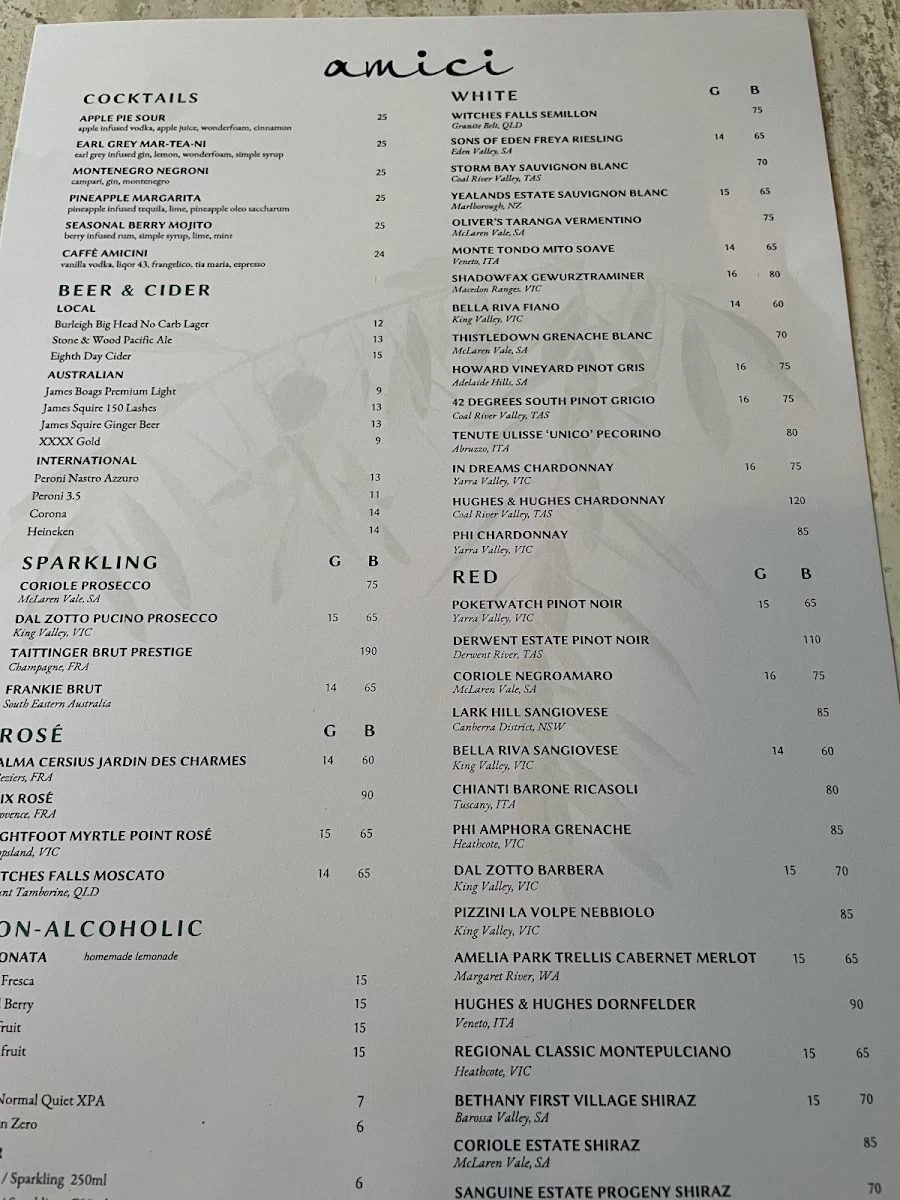 Menu, Amici