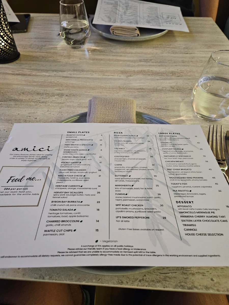 Menu, Amici