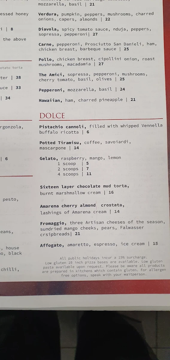Menu, Amici