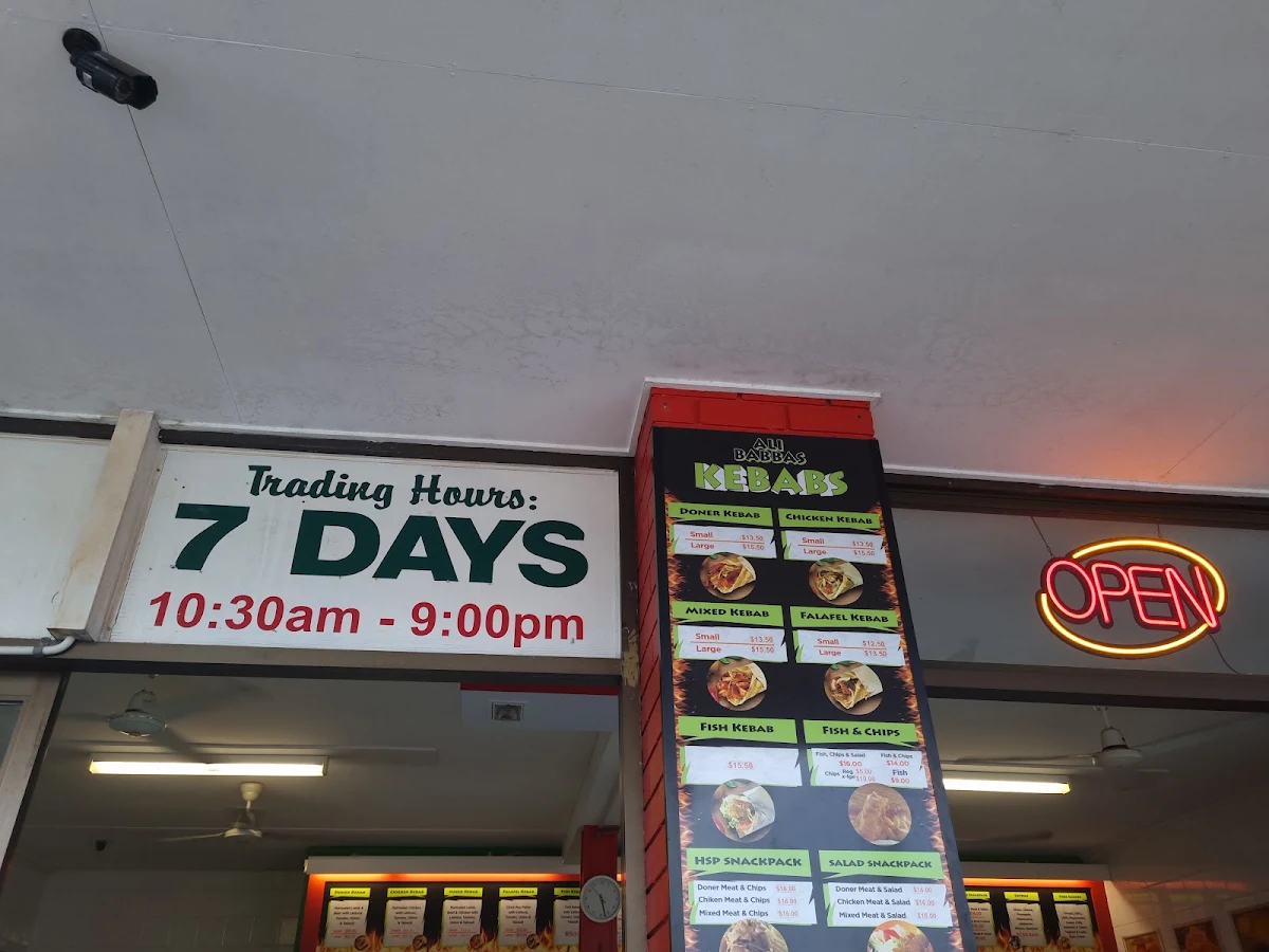 Menu, Ali Babba's Kebab FNQ