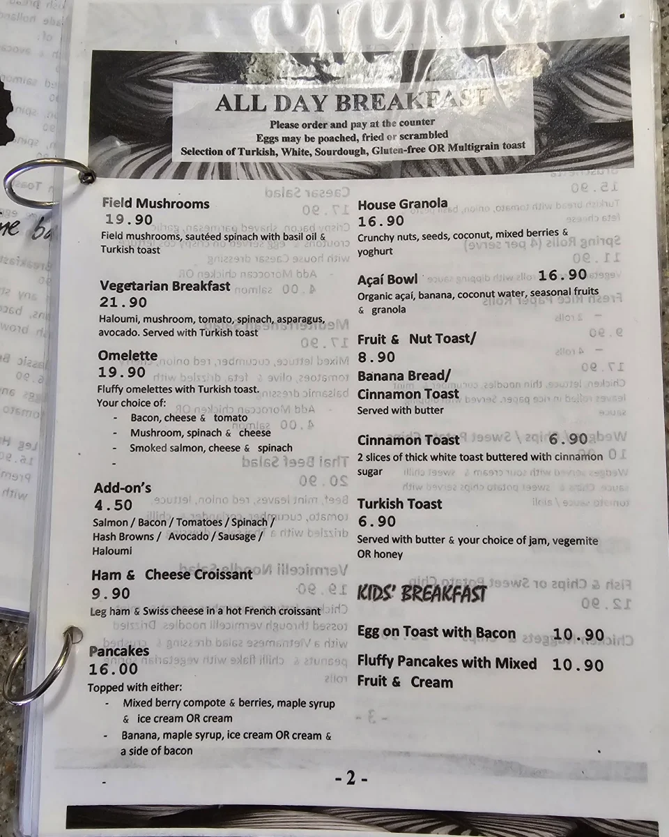 Menu, Little Bloomfield Cafe & Wine Bar