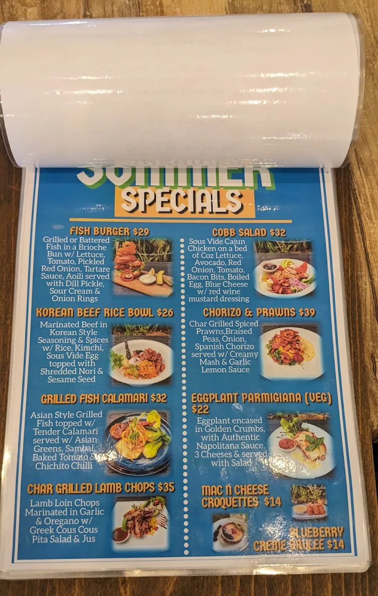 Menu, The Alexander Bar & Bistro