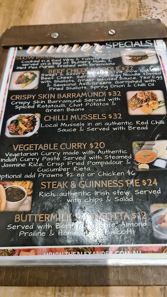 Menu, The Alexander Bar & Bistro