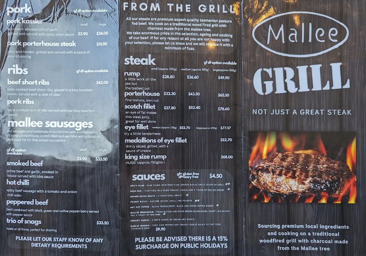 Menu, Mallee Grill