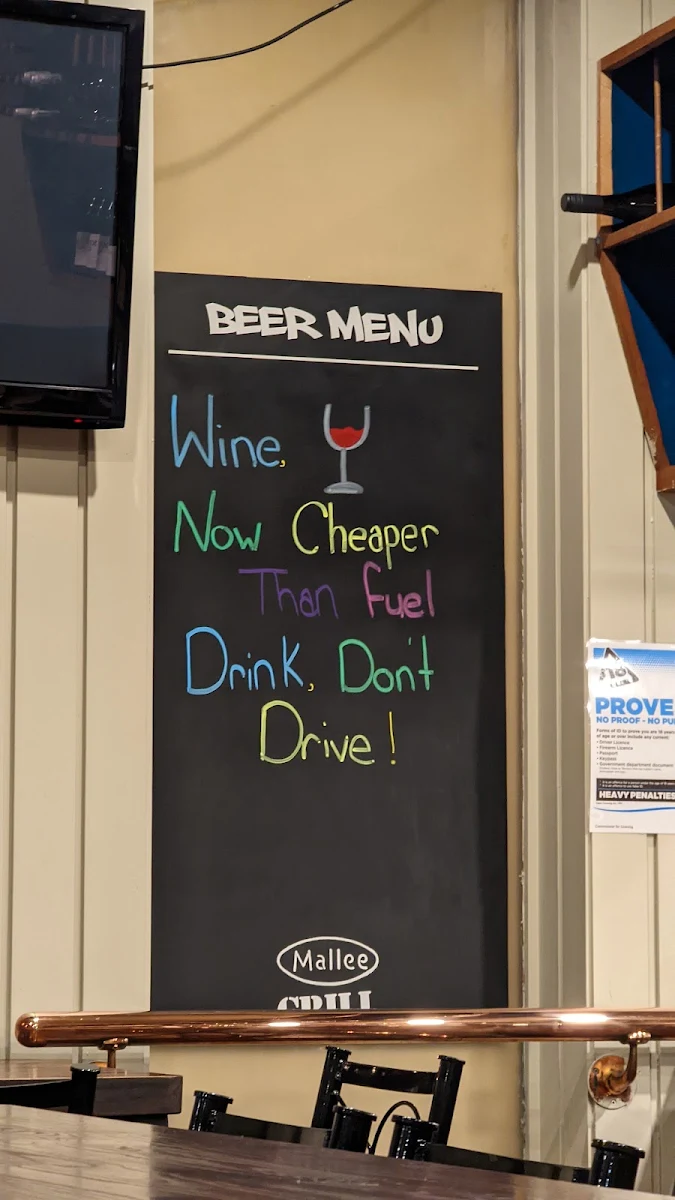 Menu, Mallee Grill