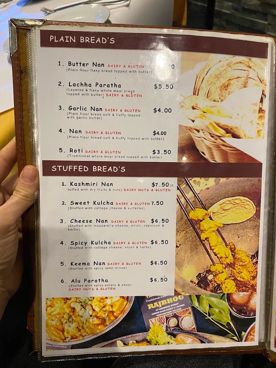Menu, Rajbhog Indian Restaurants