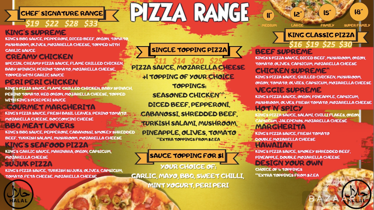 Menu, Kebab King Market Plaza