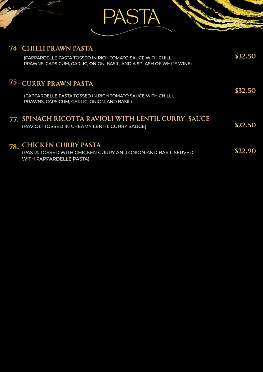 Menu, Wild Asia Graceville