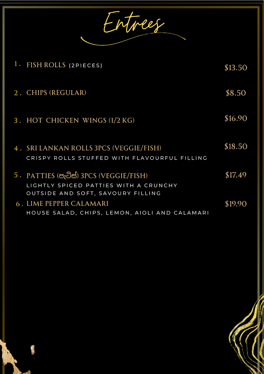 Menu, Wild Asia Graceville