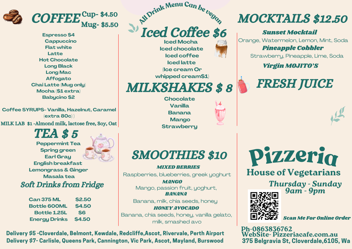 Menu, Pizzeria House Of Veg