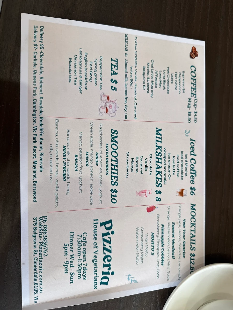 Menu, Pizzeria House Of Veg