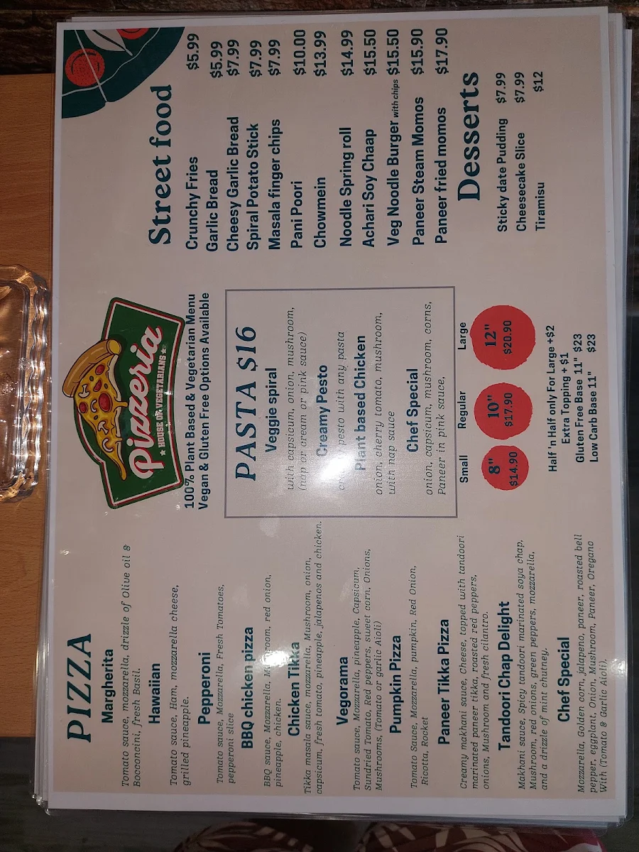 Menu, Pizzeria House Of Veg