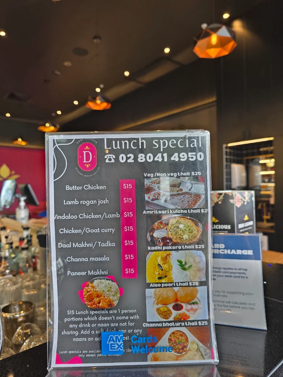 Menu, Desilicious Indian Cuisine Leppington
