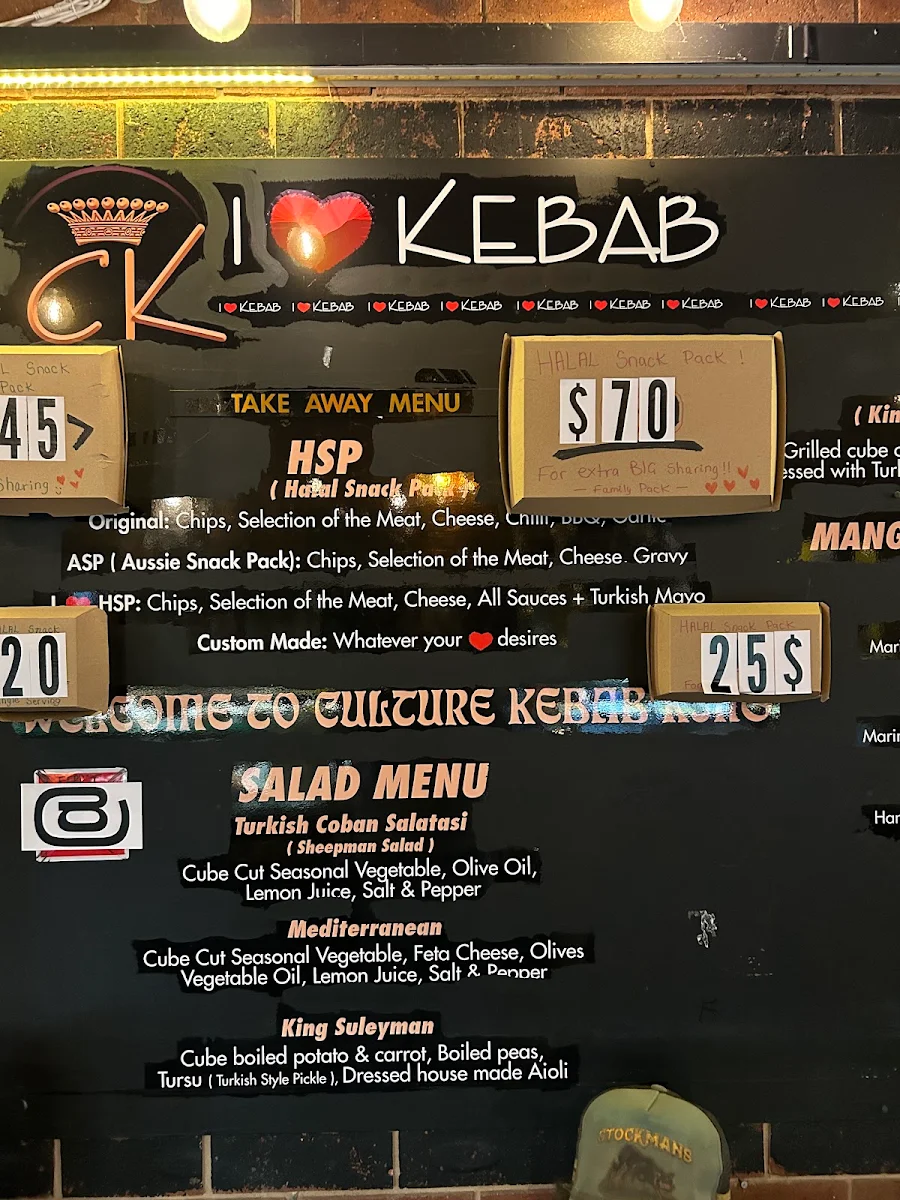 Menu, CKK Mansfield