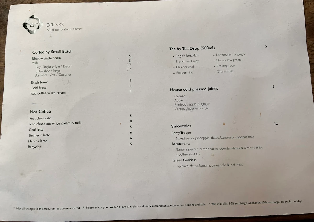 Menu, Faraday's Cage
