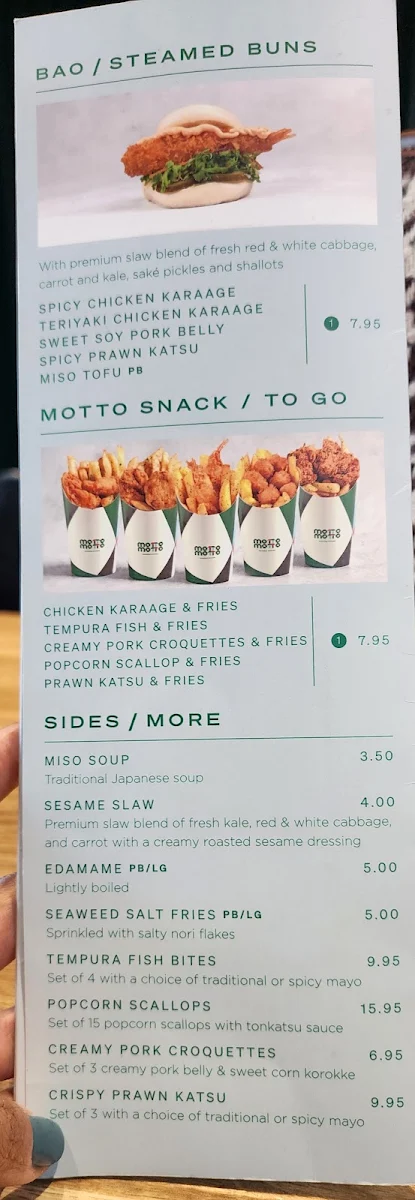 Menu, Motto Motto Japanese Kitchen - Indooroopilly