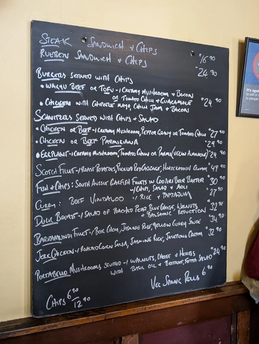 Menu, Exeter Hotel